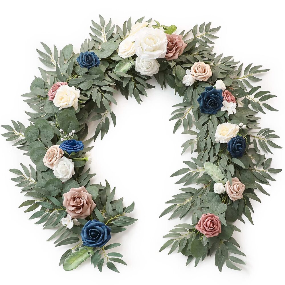 1949 6ft Artificial Eucalyptus Garland with Flowers Greenery Faux Floral
